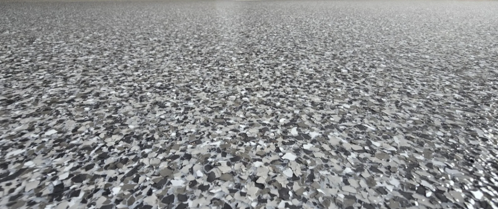 Garage epoxy coating with flakes
